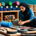 Home 22 업사이클링 스타트업의 해외 진출 사례 - **Prompt 1: "The Artisan's Touch: Transforming Waste in an Arab Workshop"**
"A vibrant, well-lit...
