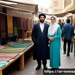 Home 19 업사이클링 스타트업 창업을 위한 필수 팁 - A vibrant market scene in a Middle Eastern urban setting, showcasing a variety of upcycled products ...