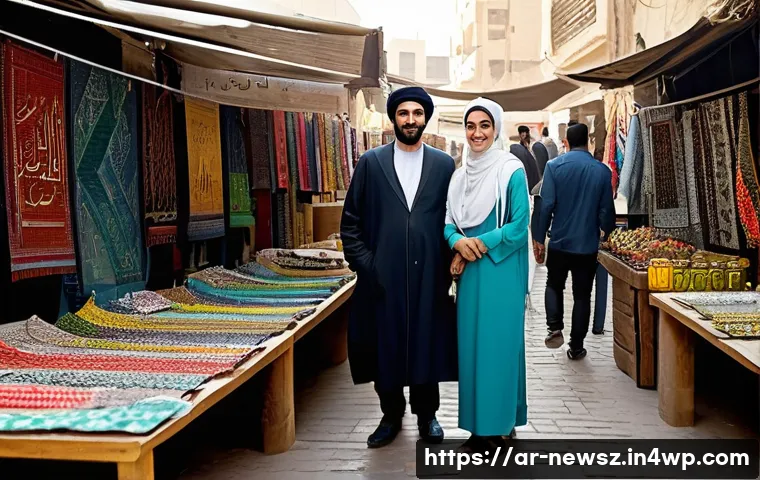 업사이클링 스타트업 창업을 위한 필수 팁 - A vibrant market scene in a Middle Eastern urban setting, showcasing a variety of upcycled products ...