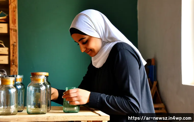 업사이클링 아이디어 경진대회 참여 방법 - Photorealistic community upcycling competition preparation in a bright modern workshop in an Arab ci...
